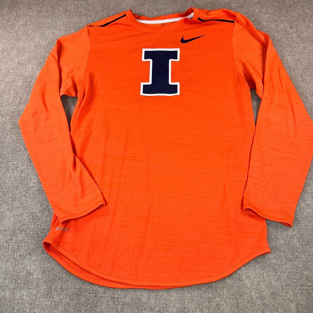 Nike University of Illinois Fighting Illini Dri-FIT Long Sleeve Shirt Orange S
